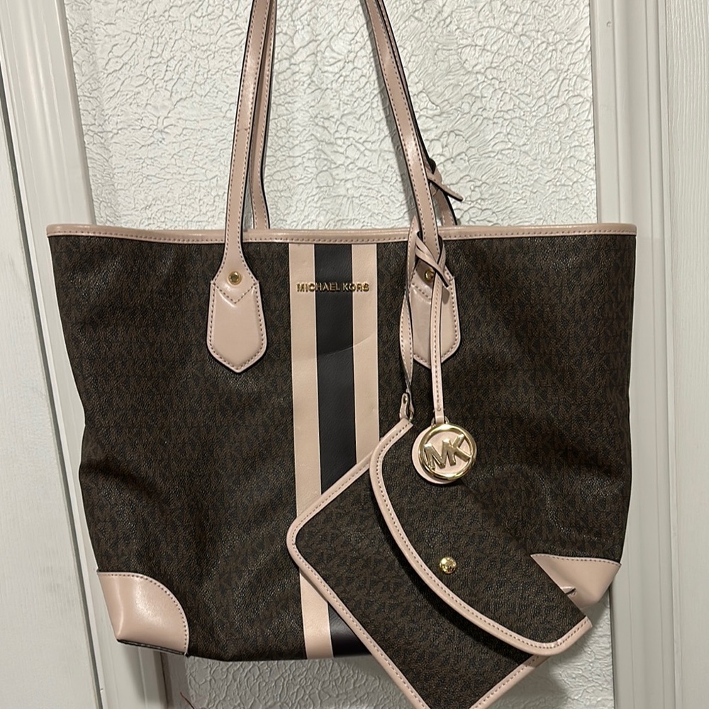 Michael Kors Light Pink and Brown Tote